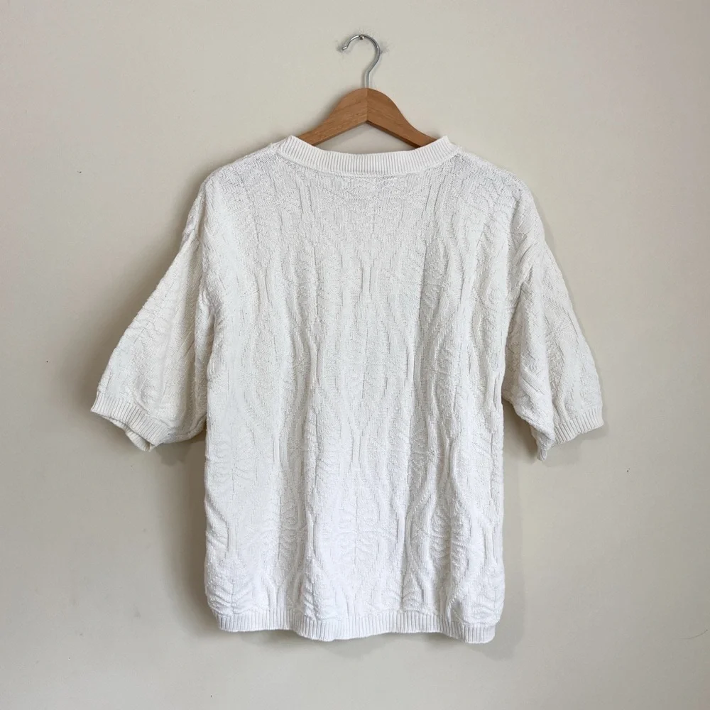 Oversized Vintage Liz Baker Essentials Ivory Textured Knit Top - Picture 7 of 7